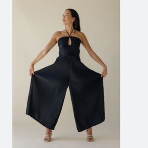 CAROLINA K Pleated Carmen Jumpsuit NWT Black Luxury Contemporary Old Money